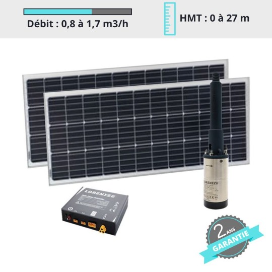 Kit pompe solaire PS2-600 + 6 panneaux solaires 2400Wc